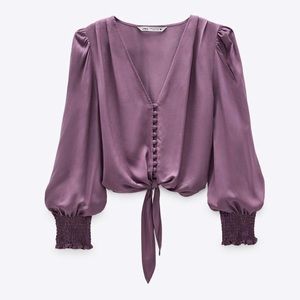 Zara knotted cropped blouse